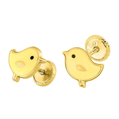 Boucles d'oreilles Poussin, Or Jaune 375 & Laque - Bambins