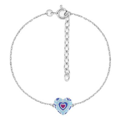 Bracelet Cœur, Laque & Argent Rhodié 925 - Bambins