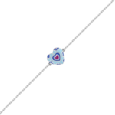 Bracelet Cœur, Laque & Argent Rhodié 925 - Bambins