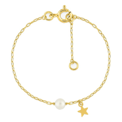Bracelet Enfant Perle & Étoile, Or jaune 750 - Bambins