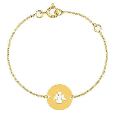 Bracelet Jeton Ange Ajouré, Or Jaune 375, 14cm - Bambins
