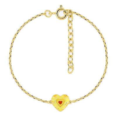 Bracelet Cœur, Laque & Plaqué or jaune, 17cm - Bambins