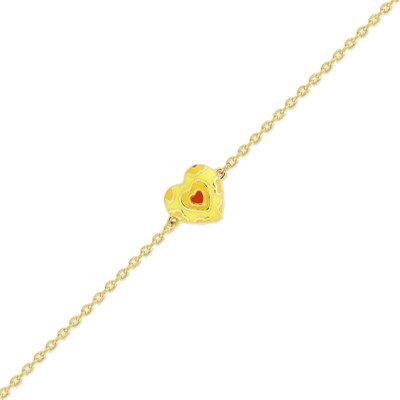 Bracelet Cœur, Laque & Plaqué or jaune, 17cm - Bambins