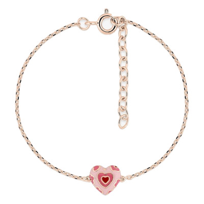Bracelet Cœur, Laque & Plaqué or rose, 17cm - Bambins
