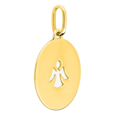 Pendentif jeton Ange ajouré, Or Jaune, 15mm - Emanessence