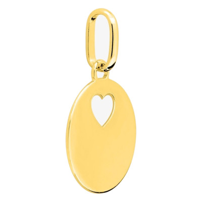 Pendentif Jeton Coeur personnalisable, Or jaune, 12mm - Emanessence