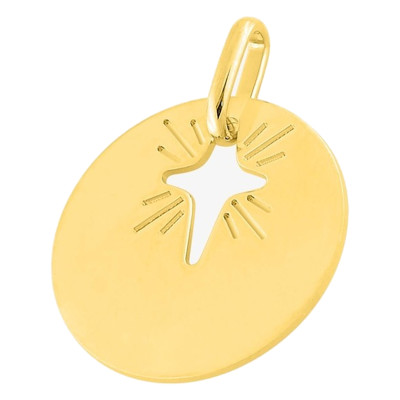 Pendentif Jeton motif croix, Or jaune - Emanessence