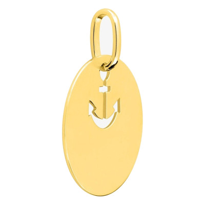 Pendentif Jeton motif ancre, Or jaune - Emanessence