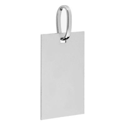 Pendentif Plaque rectangle à graver, Or blanc, 19x14mm - Emanessence