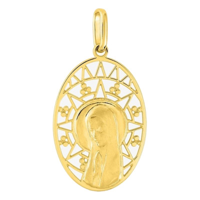 Médaille Ovale Vierge, Or jaune 750, 20x14mm - Emanessence