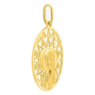 Médaille Ovale Vierge, Or jaune 750, 20x14mm - Emanessence