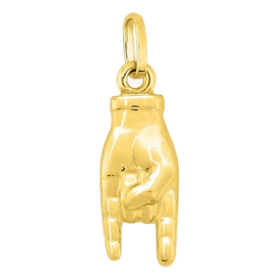 Pendentif Main Italienne, Or jaune 750, 13x6mm - Emanessence