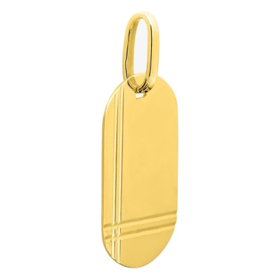 Plaque gravable tonneau rainurée , Or jaune, 20x15mm - Emanessence