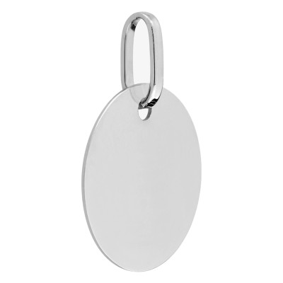 Médaille ronde personnalisable, Or blanc, 16mm - Emanessence