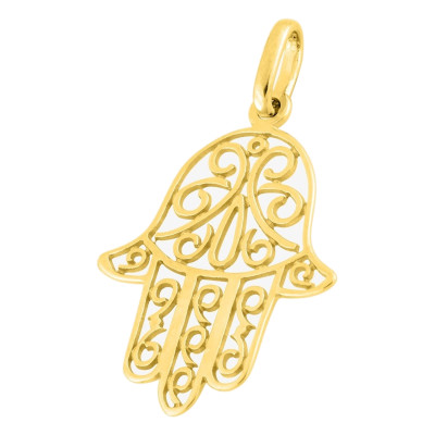 Pendentif Main de Fatma Arabesque, Or Jaune 750 - Emanessence