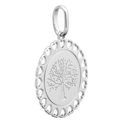 Pendentif Arbre de vie et coeurs, Argent 925, 16mm - Emanessence