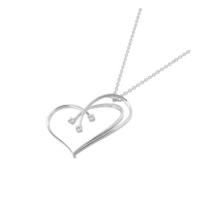 Collier Coeur Trilogie, Argent 925 & Oxyde, 43cm - Emanessence