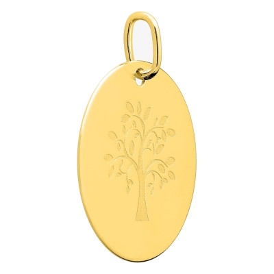 Pendentif Jeton Arbre de vie, Or Jaune 375, 15mm - Emanessence