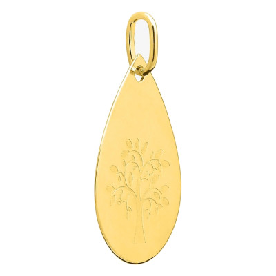 Pendentif Ovale Arbre de vie, Or Jaune 375, 21mm - Emanessence