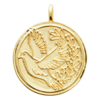 Médaille Colombe, Plaqué Or 3 microns, 20mm - Emanessence