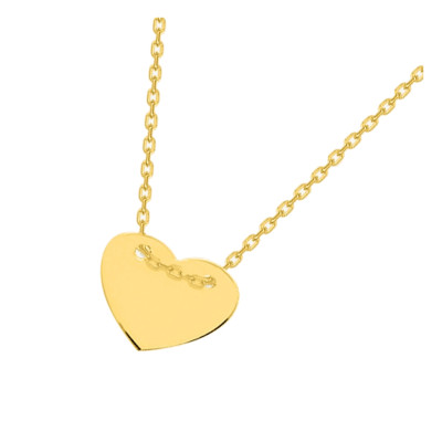 Collier Coeur, Plaqué Or Jaune, 42 cm - Emanessence