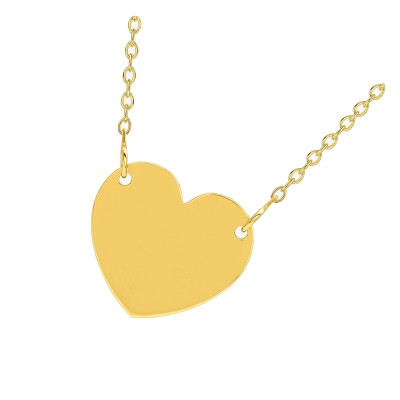 Collier Coeur, Plaqué Or Jaune, Longueur 42 cm - Emanessence