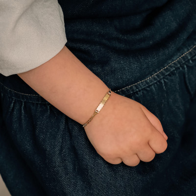 Gourmette bébé maille Marine alternée, Or jaune 750, 12 à 14cm - Bambins