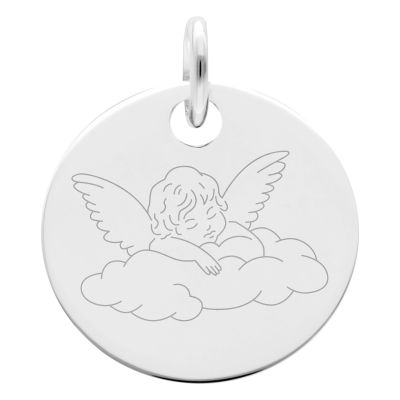 Médaille Chérubin sur son nuage, Argent 925, 19 mm - Lumiosa