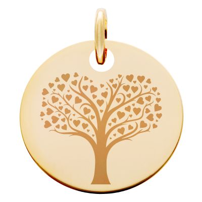 Médaille Arbre de Vie en Coeur, Plaqué Or Jaune, 19 mm - Lumiosa
