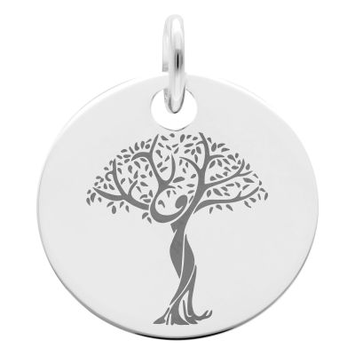 Médaille Arbre de Vie silhouette Femme, Argent 925, 19 mm - Lumiosa