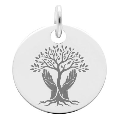 Médaille Arbre de Vie & Mains, Argent 925, 19 mm - Lumiosa