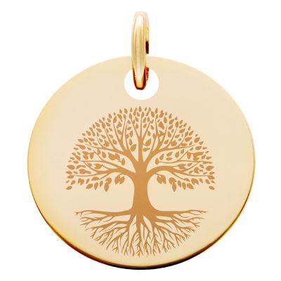 Médaille Arbre de Vie Enraciné, Plaqué Or Jaune, 19 mm - Lumiosa