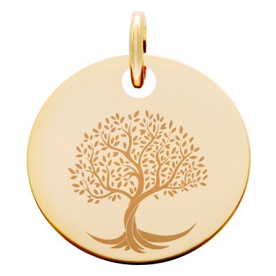 Médaille Arbre de Vie Torsadé, Plaqué Or Jaune, 19 mm - Lumiosa