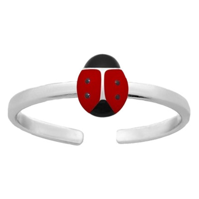 Bague Enfant Coccinelle, Argent 925, Ajustable - Bambins