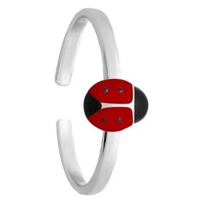 Bague Enfant Coccinelle, Argent 925, Ajustable - Bambins