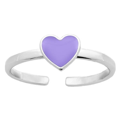 Bague Enfant Coeur, Argent 925 & Laque, Ajustable - Bambins