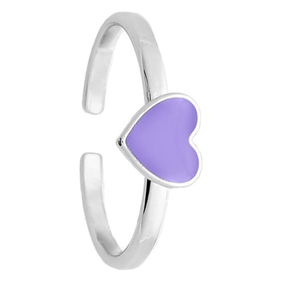 Bague Enfant Coeur, Argent 925 & Laque, Ajustable - Bambins
