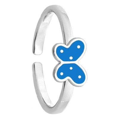 Bague Enfant Papillon, Argent 925 & Laque, Ajustable - Bambins
