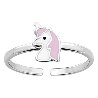Bague Enfant Licorne, Argent 925 & Laque, Ajustable - Bambins