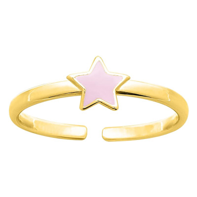 Bague Enfant Etoile, Plaqué or & Laque, Ajustable - Bambins