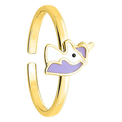 Bague Enfant Licorne, Plaqué or & Laque, Ajustable - Bambins