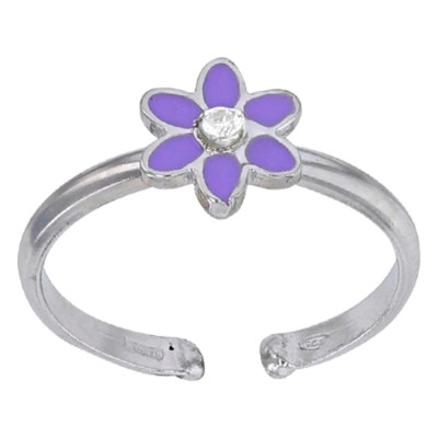 Bague Enfant Fleur Perle de verre, Argent 925 & Email, Ajustable - Bambins