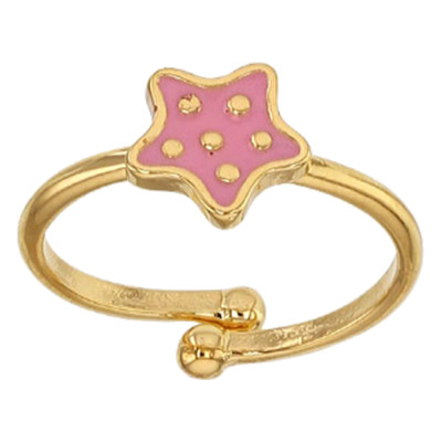 Bague Enfant Etoile, Plaqué or & Email à pois, Ajustable - Bambins