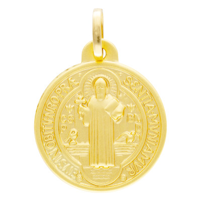 Médaille Scapulaire Saint Benoit, Or jaune 750, 12 à 24mm - Lumiosa