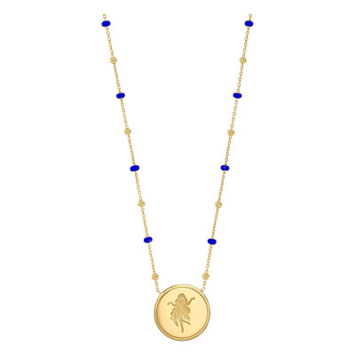Collier Signe Astrologique Vierge, Argent 925 Doré & Email Bleu - Vandona