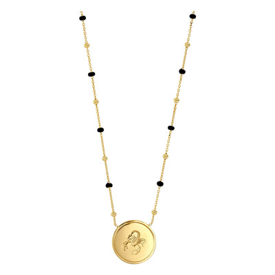 Collier Signe Astrologique Scorpion, Argent 925 Doré & Email Noir - Vandona