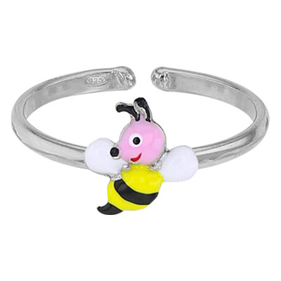 Bague Enfant Abeille, Argent 925 & Email, Ajustable - Bambins