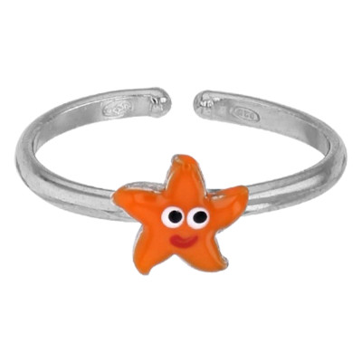 Bague Enfant Etoile de mer, Argent 925 & Email, Ajustable - Bambins