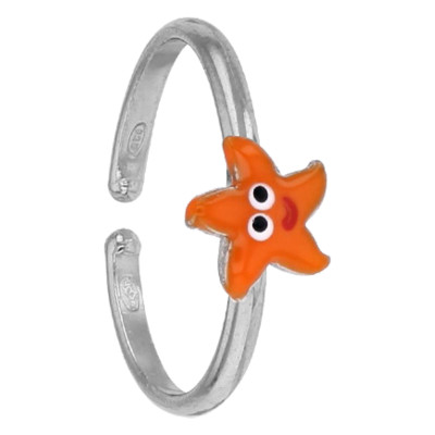 Bague Enfant Etoile de mer, Argent 925 & Email, Ajustable - Bambins