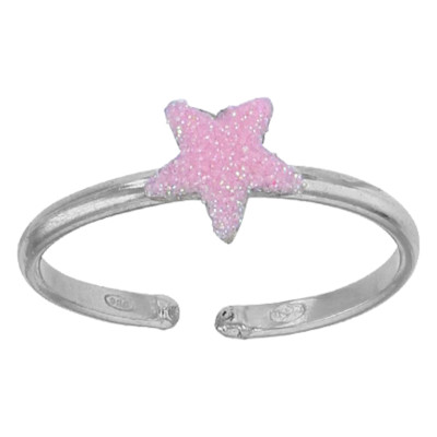 Bague Enfant Etoile pailletée, Argent 925 & Email, Ajustable - Bambins